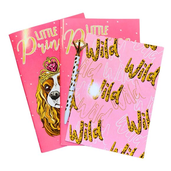 NWT Princess Spaniel Puppy Lined Notebooks  Paperback Puppy Journal Set of 3 Pen - Picture 1 of 15